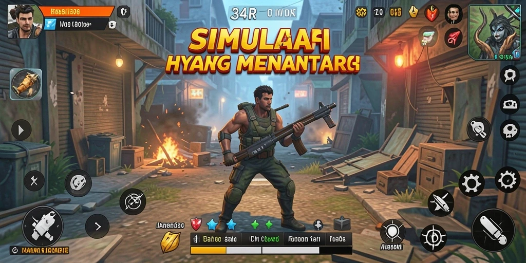 Screenshot gameplay 34R menampilkan karakter yang sedang berinteraksi dalam dunia simulasi.