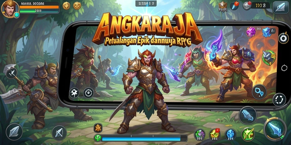 Screenshot gameplay ANGKARAJA menunjukkan petualangan mendebarkan dalam dunia fantastis.