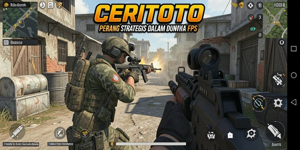 Screenshot gameplay CERITOTO menampilkan momen menegangkan dalam pertempuran FPS.