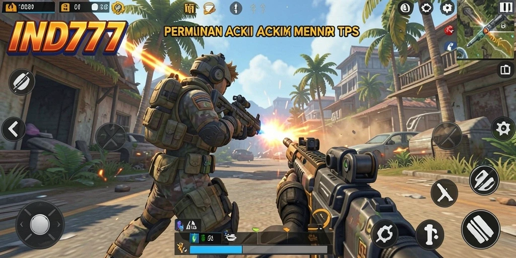 Screenshot gameplay menunjukkan aksi seru dalam pertempuran TPS.