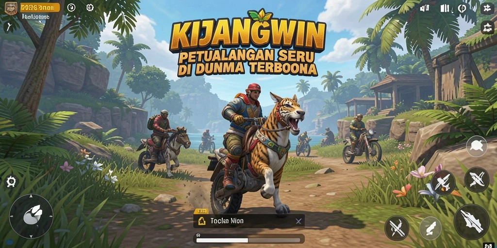 Screenshot gameplay KIJANGWIN yang menunjukkan petualangan seru di dunia terbuka.