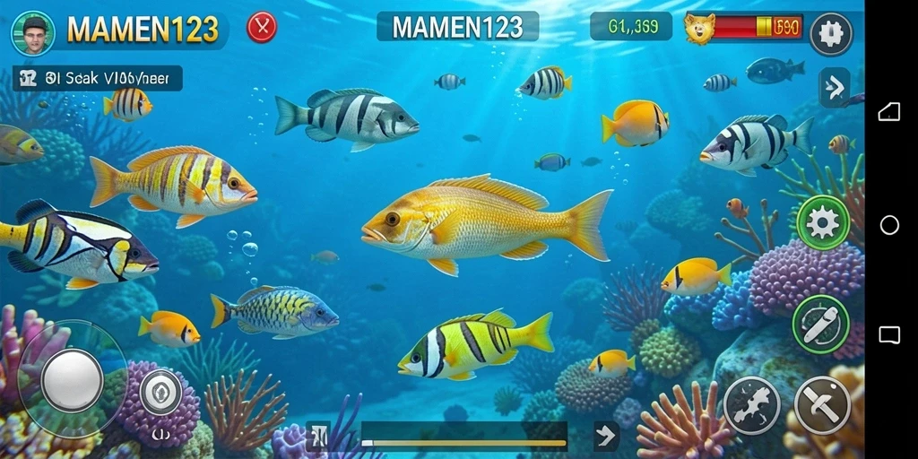 Tampilan gameplay seru dan menantang di MAMEN123 Tembak Ikan.