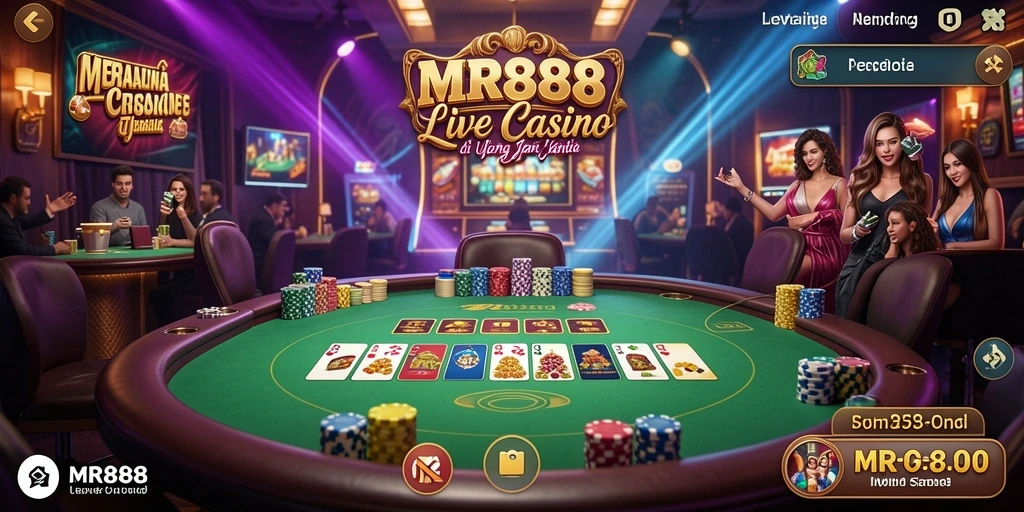 Tampilan gameplay Live Casino MR888 dengan dealer profesional dan interaksi langsung.