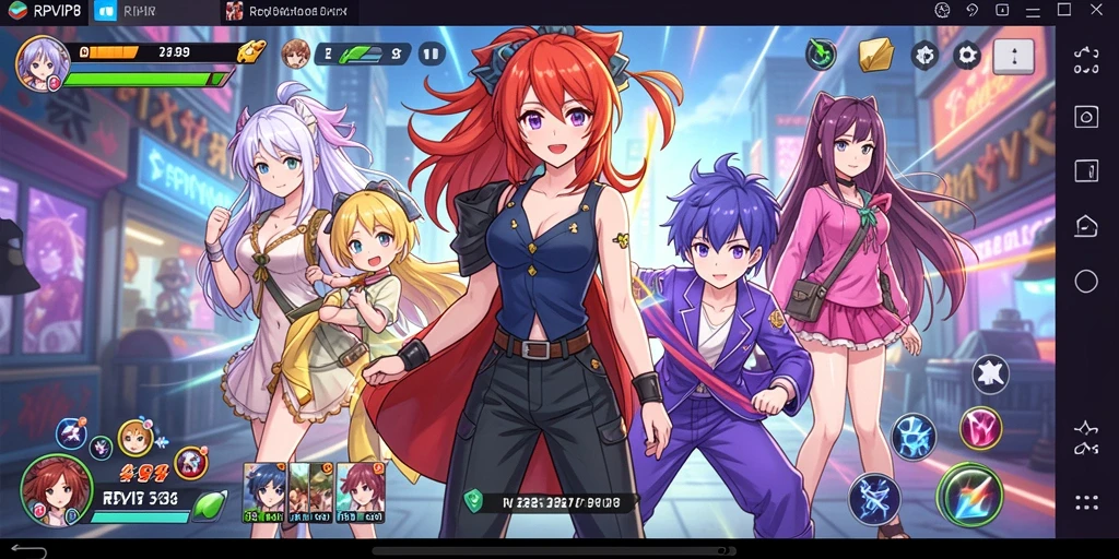Screenshot gameplay RPVIP8 dengan karakter anime menarik dan aksi seru.